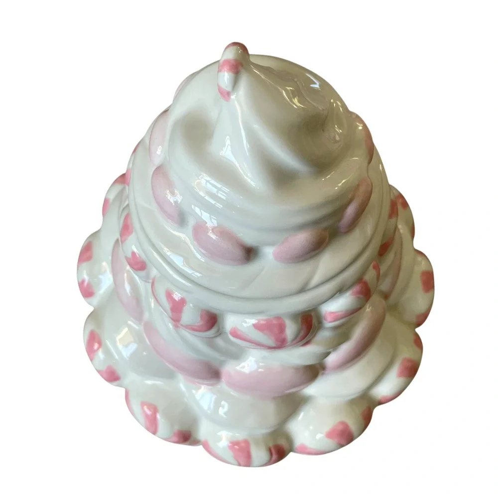Pink Peppermint Candy Cookie Jar Holiday Canister by Peppermint & Pine NEW